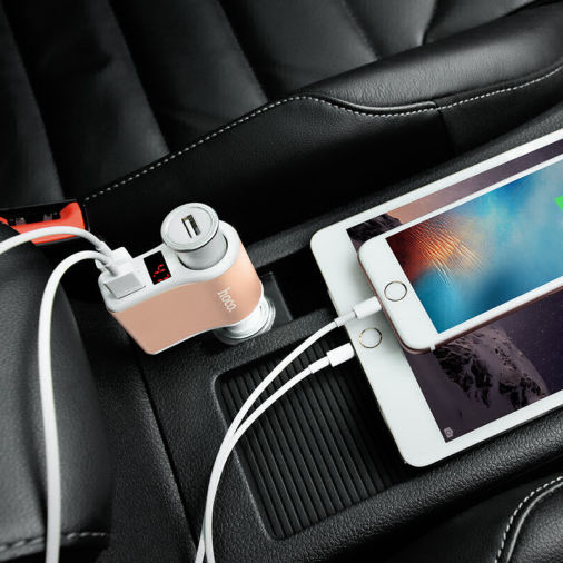 Car charger Z13 dual USB three cigarette lighter ports - HOCO